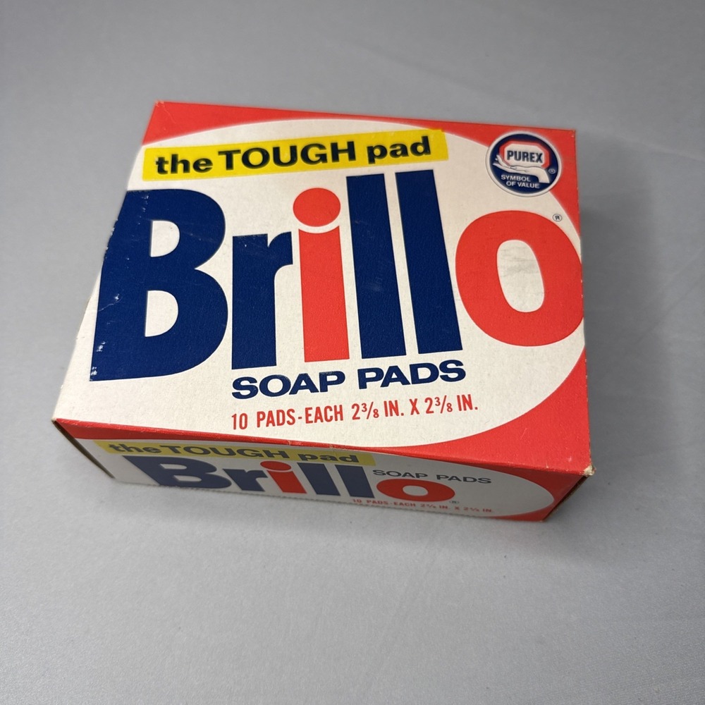 Vintage 1980s Brillo Steel Wool Soap‎ Pads Full Box NOS 10 Graphics Prop